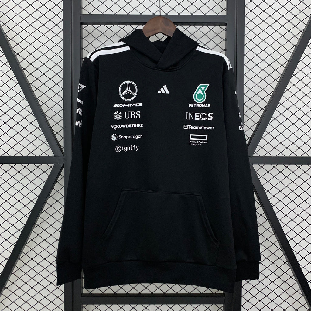 קפוצ'ון פורמולה 1 - Adidas Mercedes-AMG Petronas Team 2025 שחורה