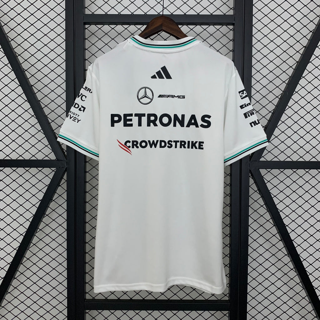 חולצת פורמולה 1 - Adidas Mercedes-AMG Petronas Team 2025 לבנה